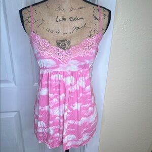 PINK Victoria's Secret Pink and White Tie Front Bustier Camisole